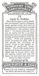 1926 Player's Straight Line Caricatures #29 Jack Hobbs Back