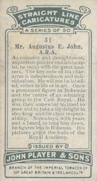 1926 Player's Straight Line Caricatures #31 Augustus E. John Back