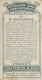 1926 Player's Straight Line Caricatures #33 Mr Rudyard Kipling Back