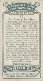 1926 Player's Straight Line Caricatures #35 Harry Lauder Back