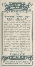 1926 Player's Straight Line Caricatures #38 Sir Oliver Lodge Back