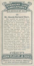 1926 Player's Straight Line Caricatures #46 Mr George Bernard Shaw Back