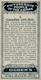 1927 Ogden's Picturesque People of the Empire #9 Canadian Cowboy Back