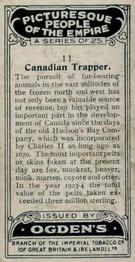 1927 Ogden's Picturesque People of the Empire #11 Canadian Trapper Back