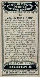 1927 Ogden's Picturesque People of the Empire #14 Coolie, Hong Kong Back
