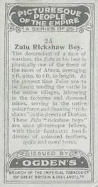 1927 Ogden's Picturesque People of the Empire #25 Zulu Rickshaw Boy Back