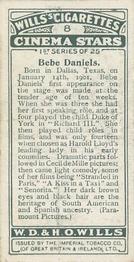 1928 Wills's Cinema Stars (1st Series) #8 Bebe Daniels Back