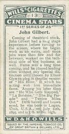 1928 Wills's Cinema Stars (1st Series) #13 John Gilbert Back