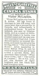 1928 Wills's Cinema Stars (1st Series) #16 Victor McLaglen Back