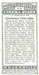 1928 Wills's Cinema Stars (1st Series) #22 Constance Talmadge Back