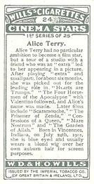 1928 Wills's Cinema Stars (1st Series) #24 Alice Terry Back