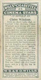 1928 Wills's Cinema Stars (1st Series) #25 Claire Windsor Back