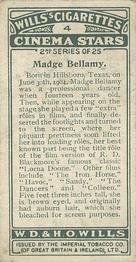 1928 Wills's Cinema Stars (2nd Series) #4 Madge Bellamy Back