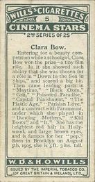 1928 Wills's Cinema Stars (2nd Series) #5 Clara Bow Back
