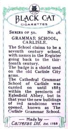 1929 Black Cat School Emblems (Small) #46 Grammar School, Carlisle Back