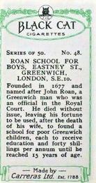 1929 Black Cat School Emblems (Small) #48 Roan School For Boys, Eastney St. Greenwich - London Back