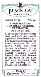 1929 Black Cat School Emblems (Small) #49 Corporation Grammar School, Plymouth - Devonshire Back