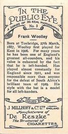 1930 J. Millhoff In the Public Eye #3 Frank Woolley Back