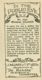 1930 J. Millhoff In the Public Eye #12 Rt. Hon. Winston Churchill Back
