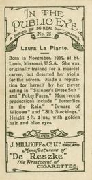 1930 J. Millhoff In the Public Eye #25 Laura La Plante Back