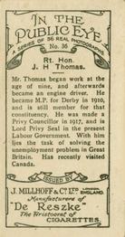 1930 J. Millhoff In the Public Eye #36 Rt. Hon. J. H. Thomas Back