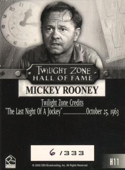 2005 Rittenhouse Twilight Zone Science and Superstition Series 4 - Twilight Zone Hall of Fame #H11 Mickey Rooney Back