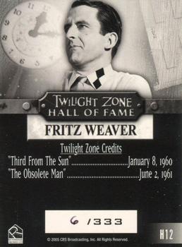 2005 Rittenhouse Twilight Zone Science and Superstition Series 4 - Twilight Zone Hall of Fame #H12 Fritz Weaver Back