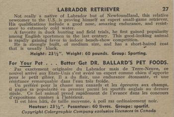 1955 Parkhurst Fido (V339-4) #27 Labrador Retriever Back