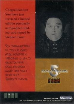 1998 Fleer Babylon 5 Season 4 - Autographs #A3 Stephen Furst Back