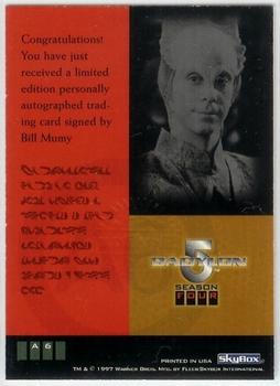 1998 Fleer Babylon 5 Season 4 - Autographs #A6 Bill Mumy Back