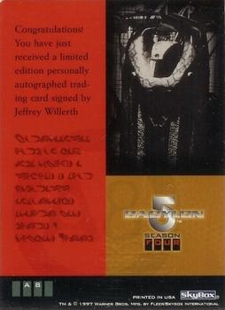 1998 Fleer Babylon 5 Season 4 - Autographs #A8 Jeffrey Willerth Back