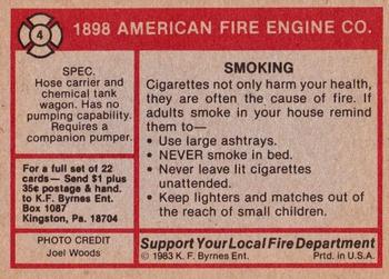1983 K.F. Byrnes Ent. - Support Your Local Fire Department #4 1898 American Fire Engine Co. Back
