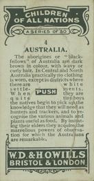 1924 Wills's Children of All Nations #4 Australia Back