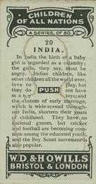 1924 Wills's Children of All Nations #20 India Back