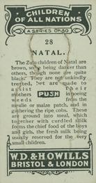 1924 Wills's Children of All Nations #28 Natal Back