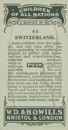 1924 Wills's Children of All Nations #44 Switzerland Back