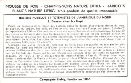 1956 Liebig Indiens Pueblos et totemistes de L'Amerique du Nord (North American Indians) (French Text) (F1643, S1642) #2 Danses chez les Hopi Back