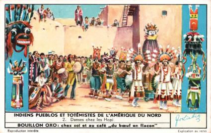 1956 Liebig Indiens Pueblos et totemistes de L'Amerique du Nord (North American Indians) (French Text) (F1643, S1642) #2 Danses chez les Hopi Front