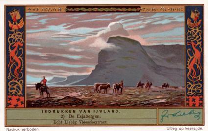 1934 Liebig Indrukken van Ijsland (Iceland) (Dutch Text) (F1294, S1295) #2 De Esjabergen Front