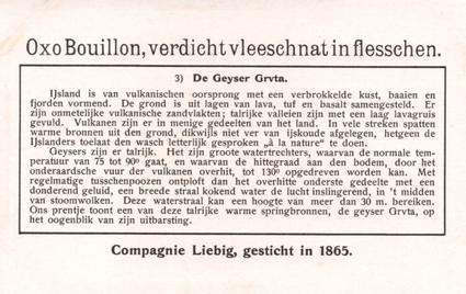 1934 Liebig Indrukken van Ijsland (Iceland) (Dutch Text) (F1294, S1295) #3 De Geyser Grvta Back