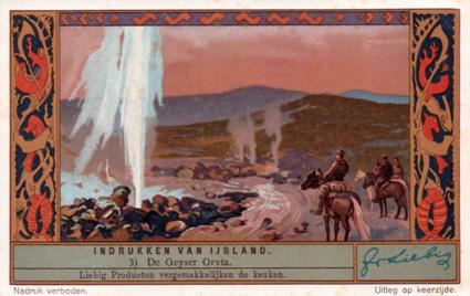 1934 Liebig Indrukken van Ijsland (Iceland) (Dutch Text) (F1294, S1295) #3 De Geyser Grvta Front