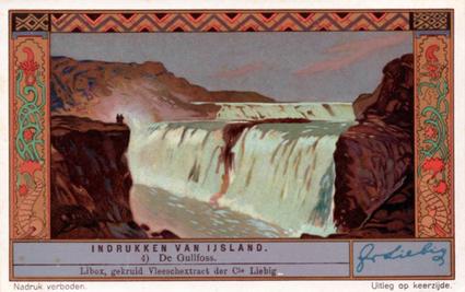 1934 Liebig Indrukken van Ijsland (Iceland) (Dutch Text) (F1294, S1295) #4 De Gullfoss Front
