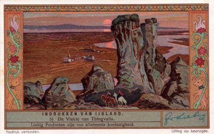 1934 Liebig Indrukken van Ijsland (Iceland) (Dutch Text) (F1294, S1295) #5 De Vlakte van Thingvalia Front