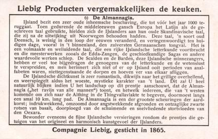 1934 Liebig Indrukken van Ijsland (Iceland) (Dutch Text) (F1294, S1295) #6 De Almannagia Back
