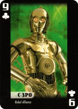 2007 Star Wars Fan Club Star Wars Heroes and Villains Playing Cards #9♣ C-3PO Front