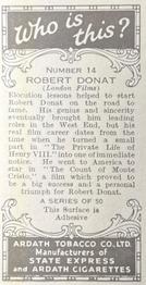 1936 Ardath Who Is This? #14 Robert Donat Back