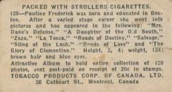 1922 Tobacco Products Corp Film Stars (C142) #128 Pauline Frederick Back