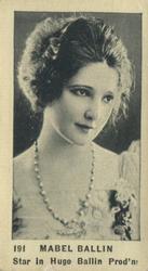 1922 Tobacco Products Corp Film Stars (C142) #191 Mabel Ballin Front