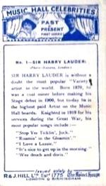 1930 R&J. Hill Music Hall Celebrities Past and Present (Small) #1 Sir Harry Lauder Back