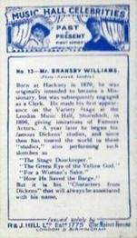1930 R&J. Hill Music Hall Celebrities Past and Present (Small) #13 Bransby Williams Back